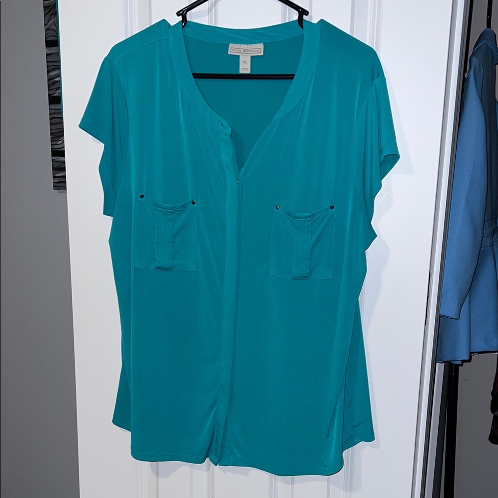Dana Buchman Turquoise Blouse with Pockets